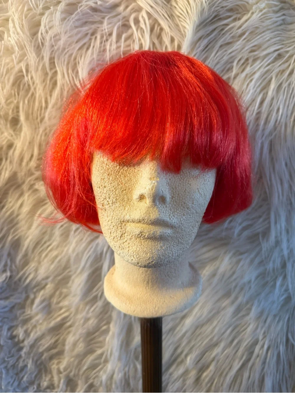 Vibrant Red Short Bob Wig with Bangs